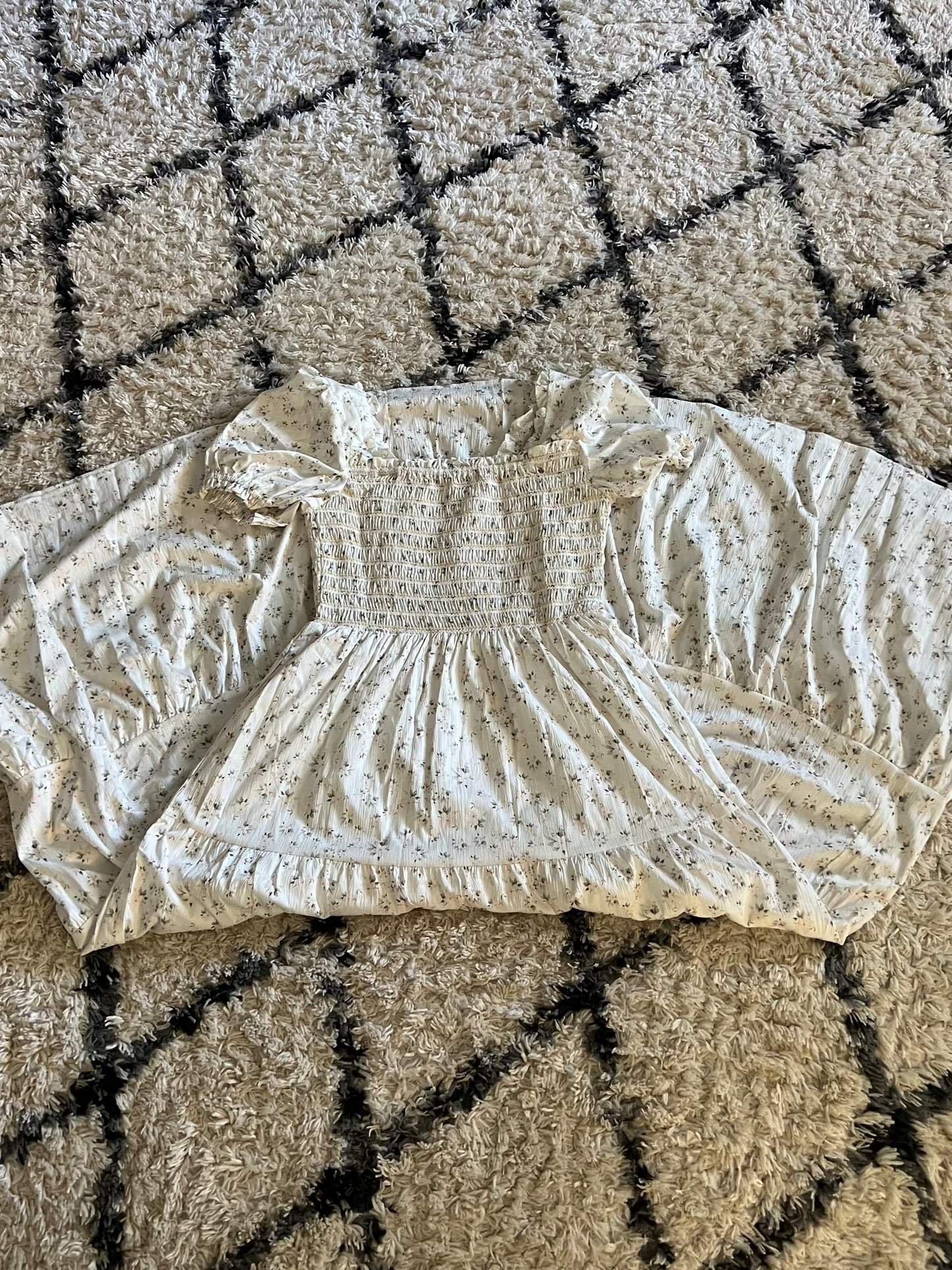 Frilly Shirred Bodice Tie Floral Maxi Dress