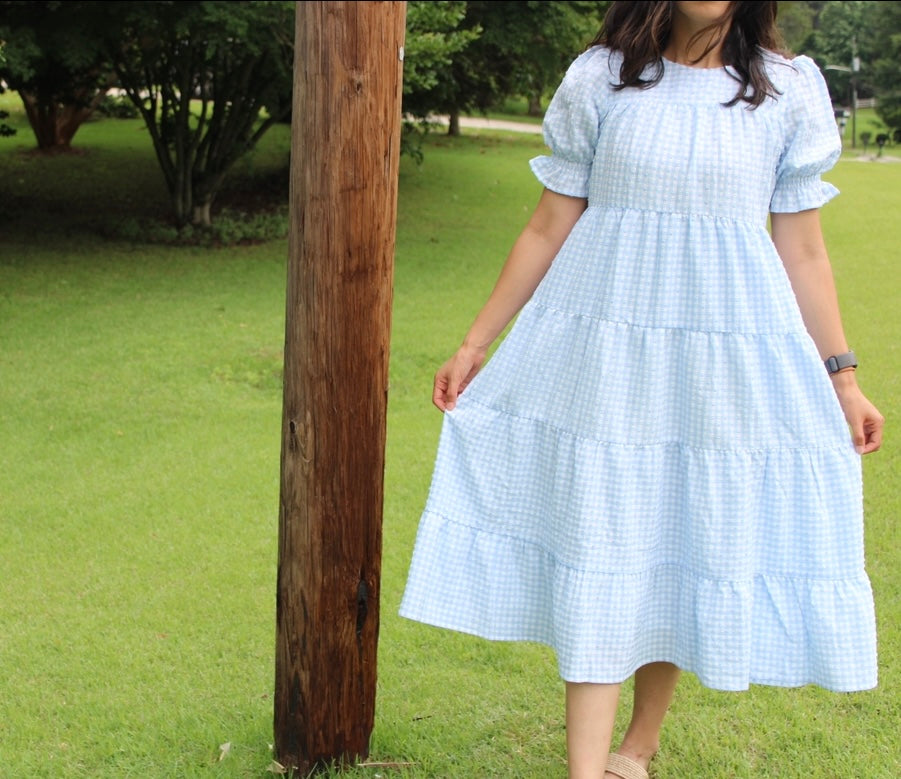 Checkered Swiss Dot Maxi Dress