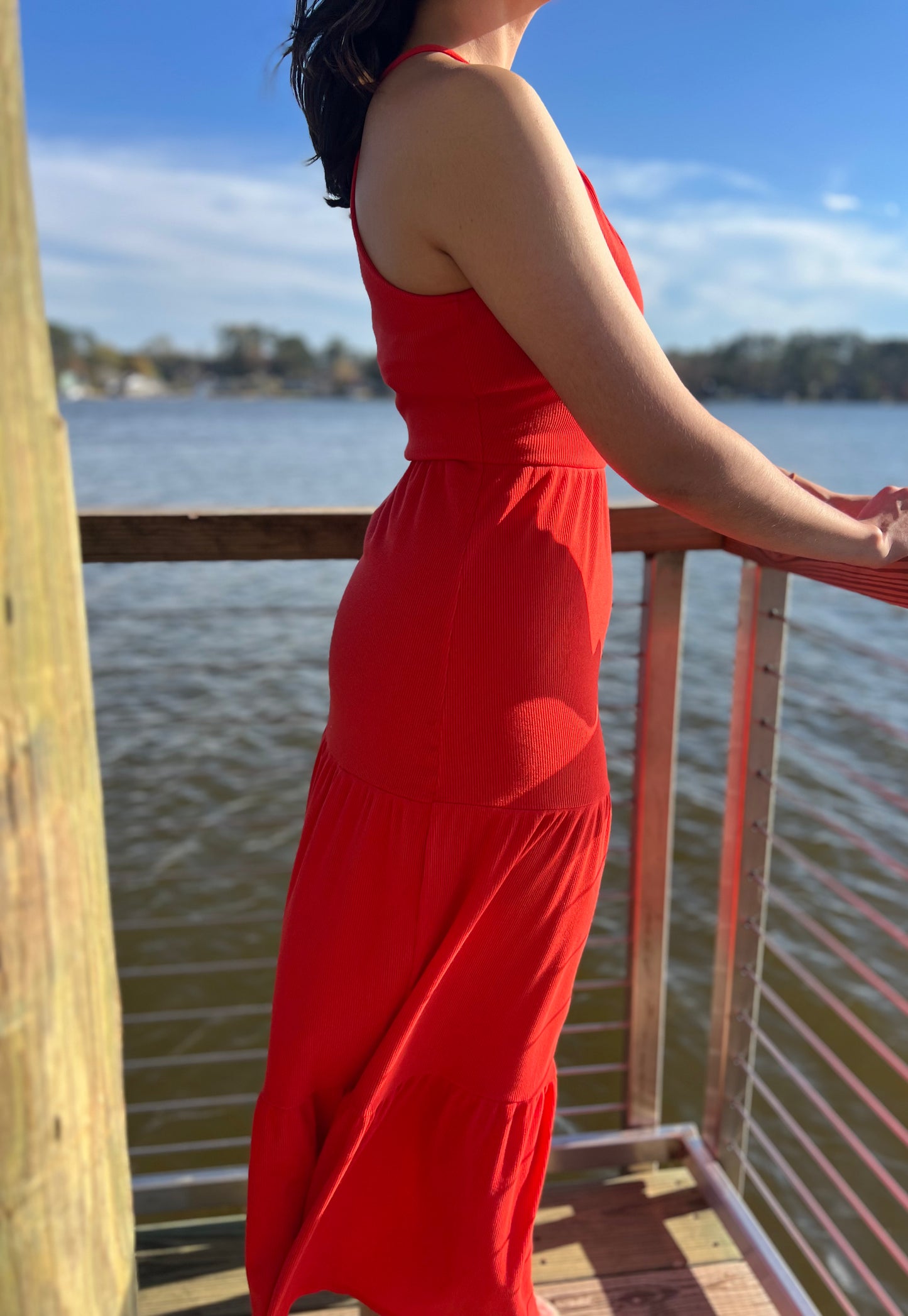 Sleeveless Shirring Maxi Dress