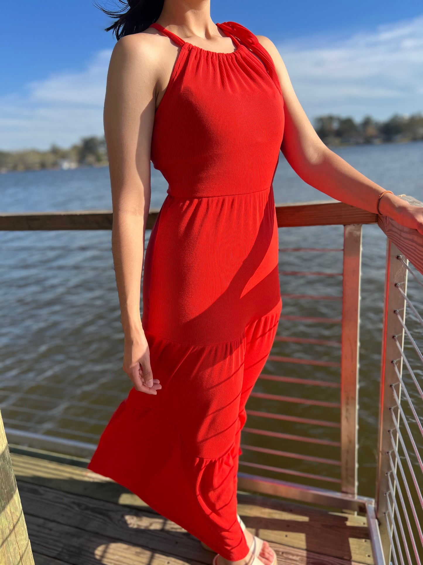 Sleeveless Shirring Maxi Dress
