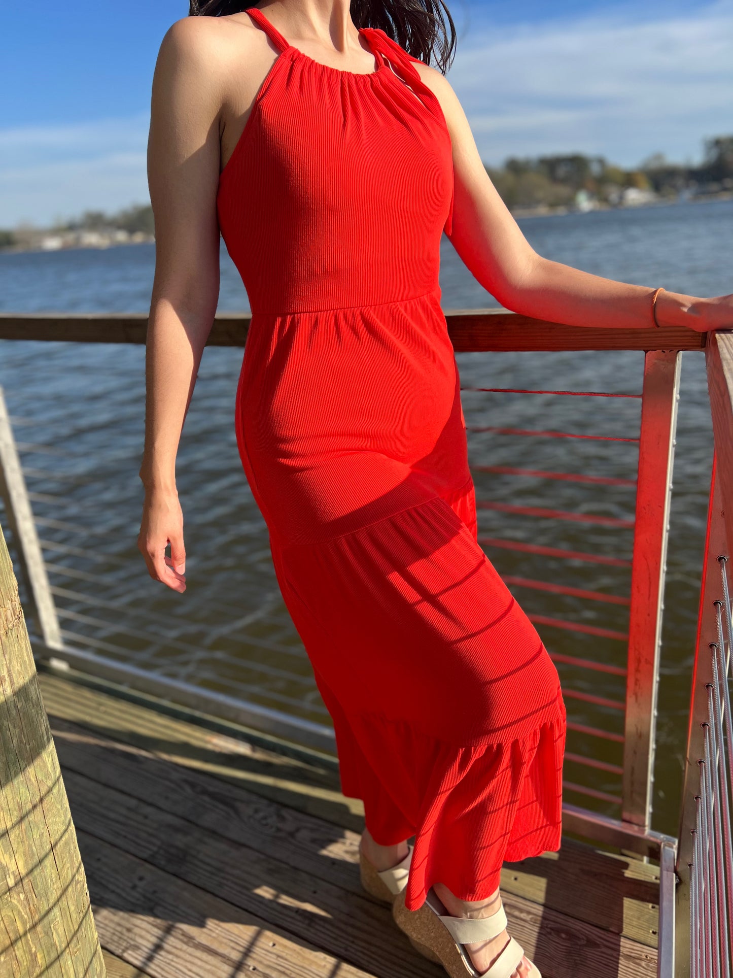 Sleeveless Shirring Maxi Dress