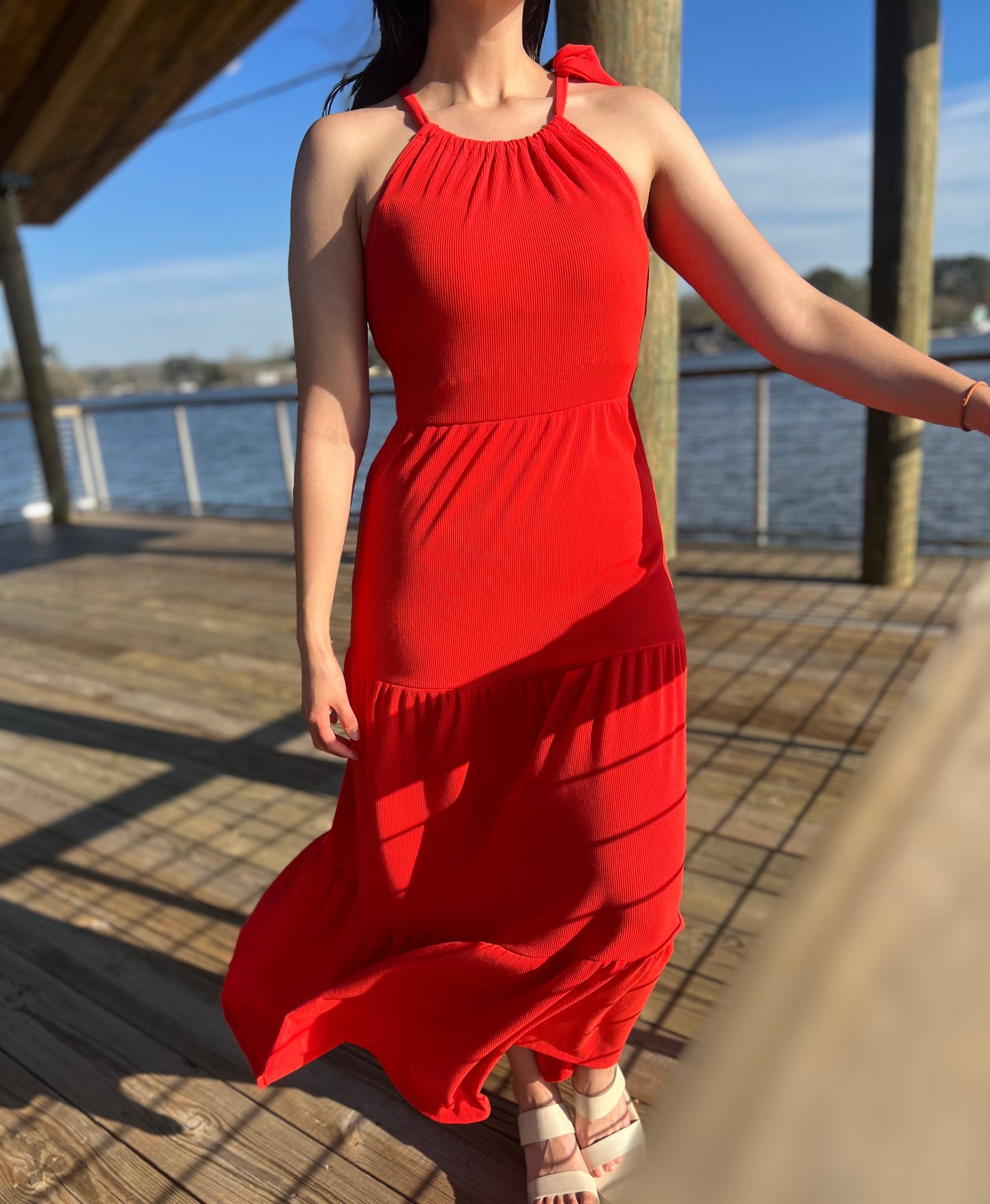 Sleeveless Shirring Maxi Dress