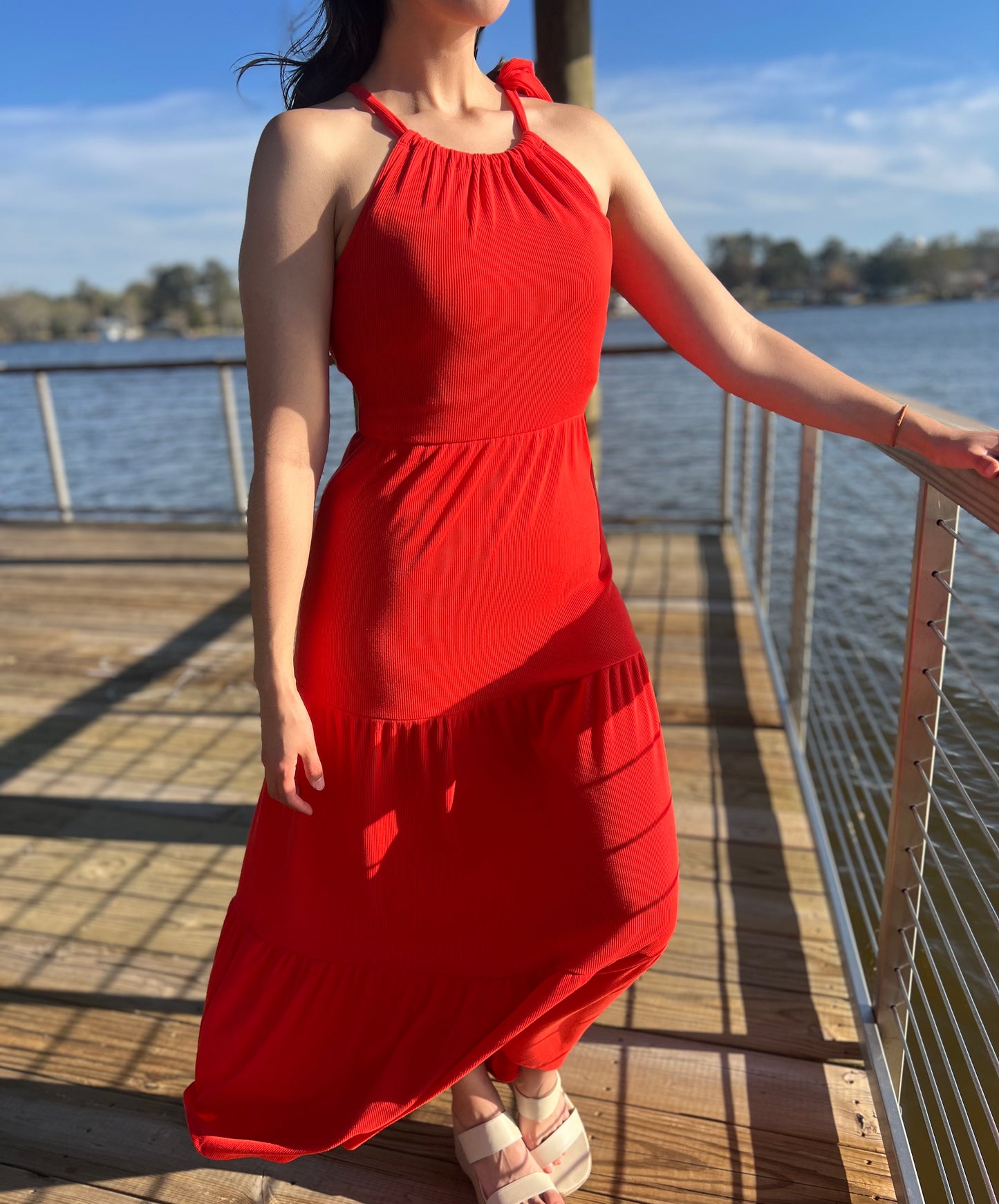 Sleeveless Shirring Maxi Dress