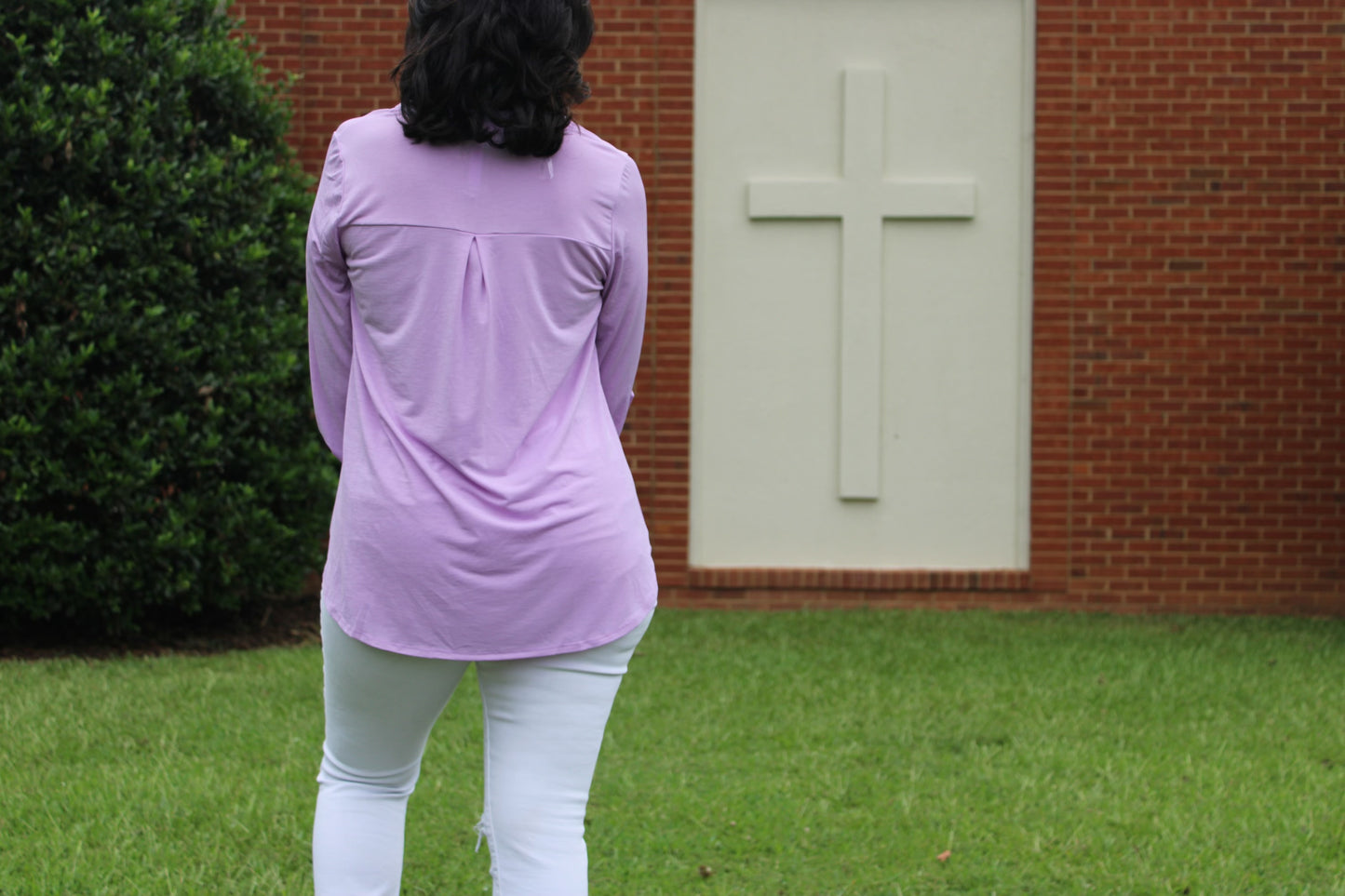 3/4 Sleeve Flowy Top- Lilac