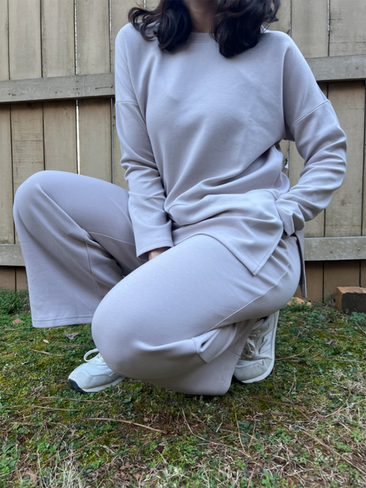 Long Sleeve Top & Straight Pants Travel Modal Set