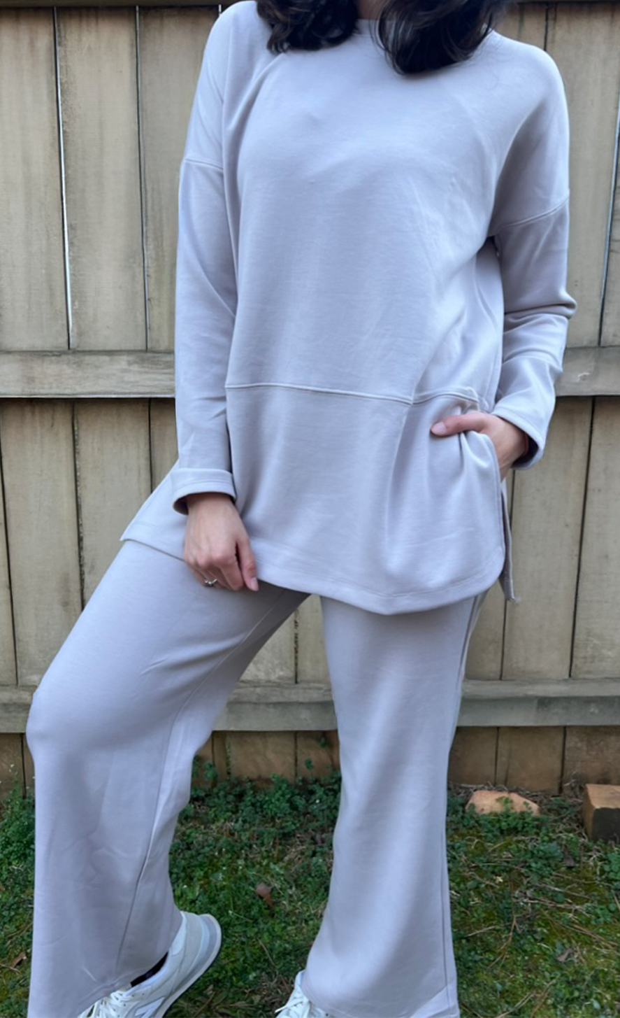 Long Sleeve Top & Straight Pants Travel Modal Set