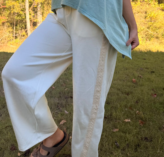 Crochet Trim Loose Fit Barrel Sweatpants