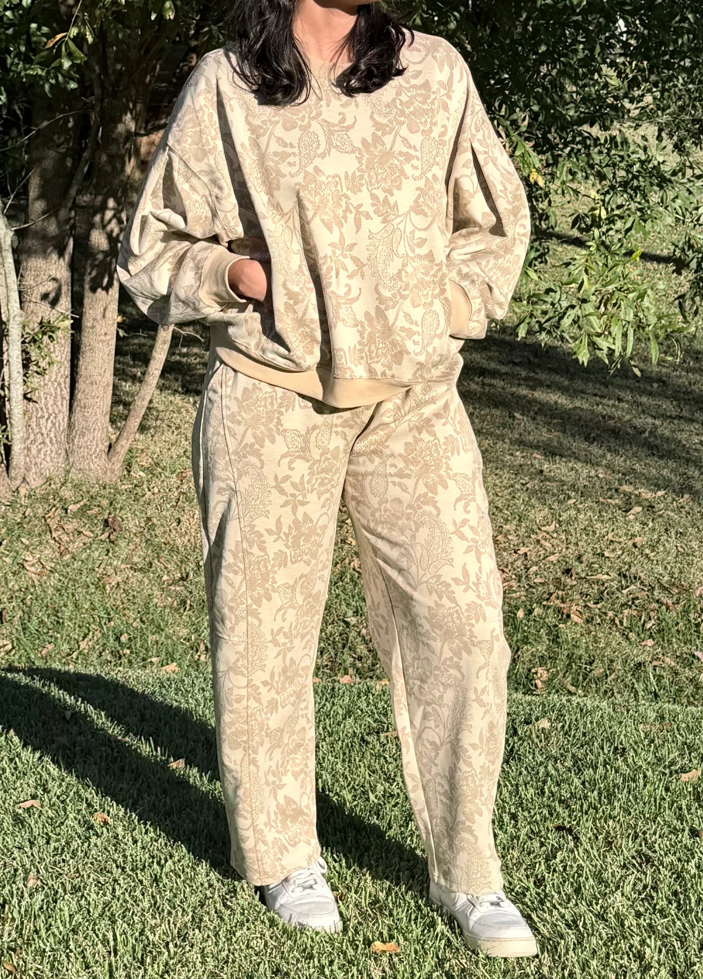 Floral Knit Casual Pants