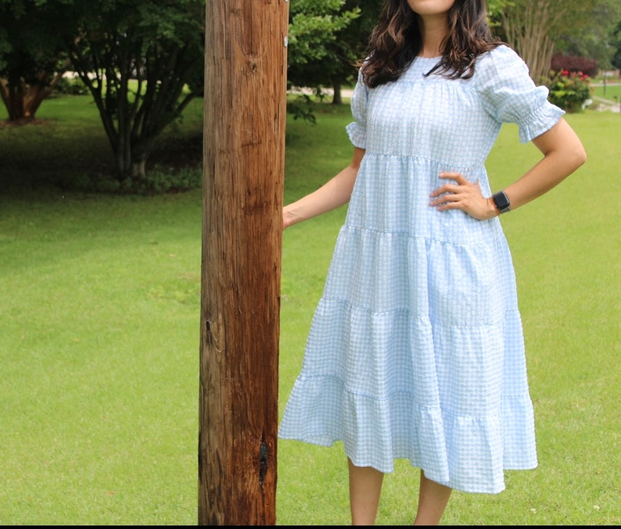Checkered Swiss Dot Maxi Dress