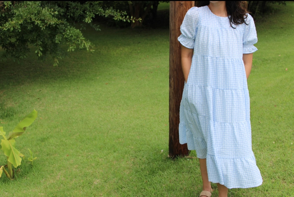 Checkered Swiss Dot Maxi Dress