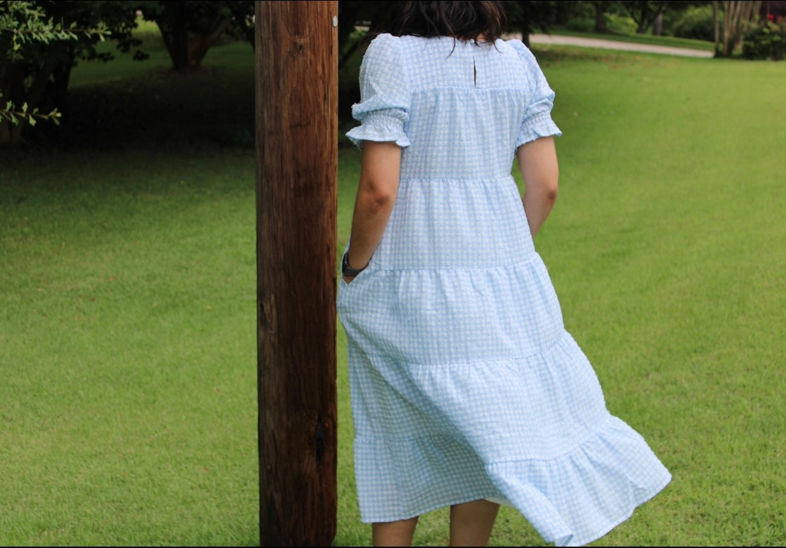 Checkered Swiss Dot Maxi Dress