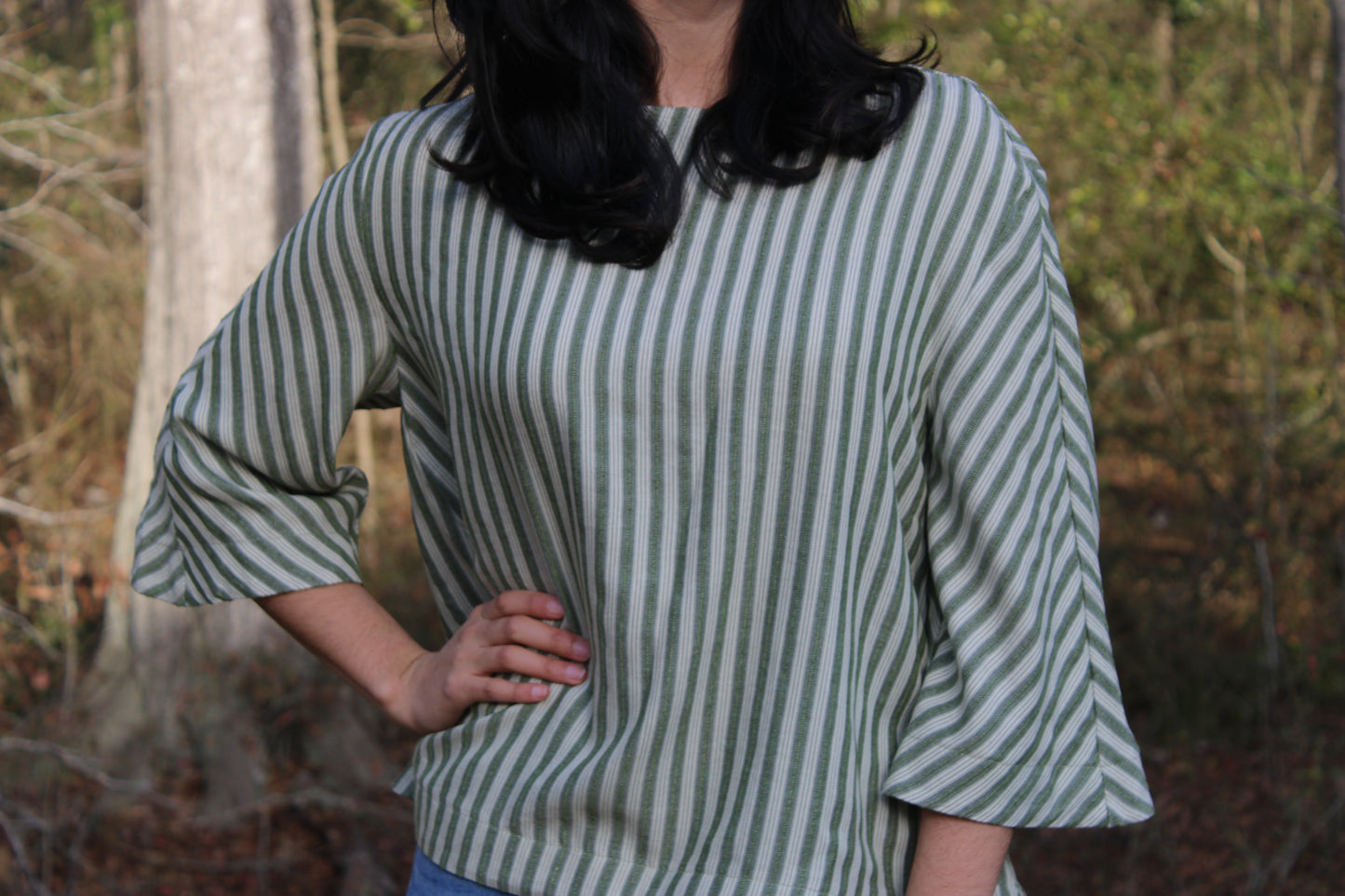 Round Neck Oversized Top in Green