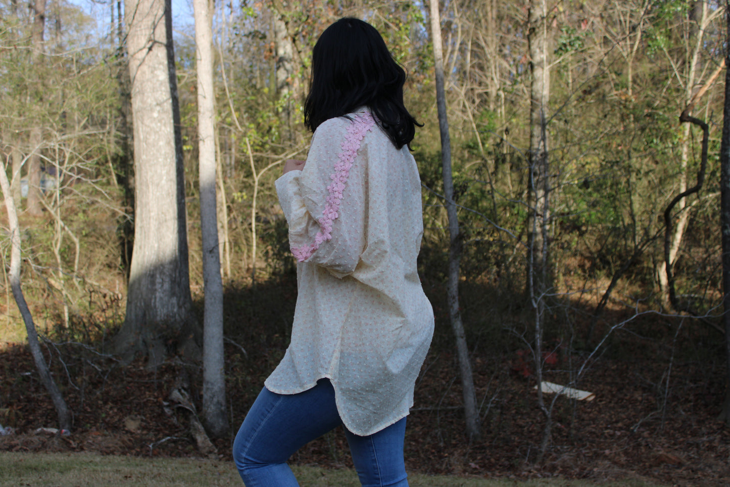 Floral Print Long Sleeve Tunic Blouse