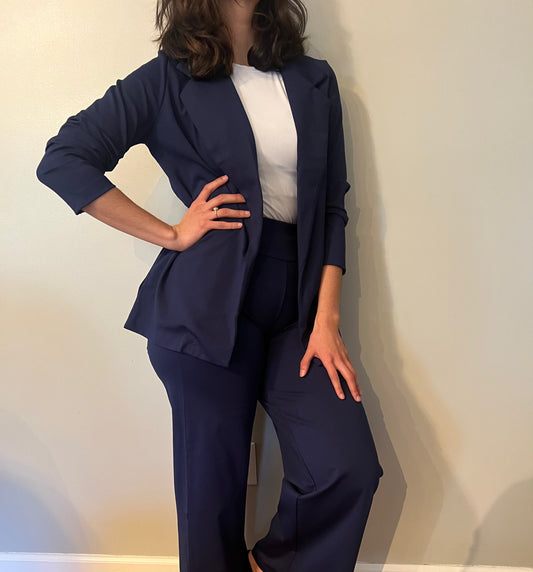Navy 3/4 Sleeve Blazer